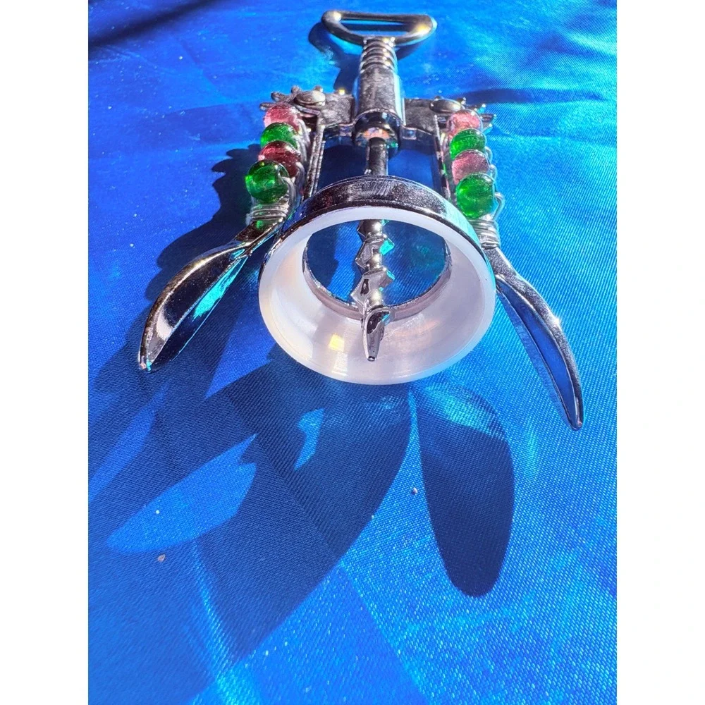 Wine‎ Accessory Gift Set Beaded Corkscrew Glass Grape Stopper and Coaster